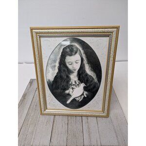 Jane McClure Jane's Prints Young Lady Girl with Dove Framed Print Matted
